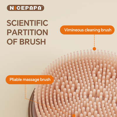 Liquid Storage Smooth Foam &amp; Baby Bath Shampoo Brush Combinatie Product Food Grade Silicone Soft Cleaning Massage