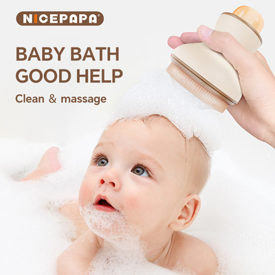 Liquid Storage Smooth Foam &amp; Baby Bath Shampoo Brush Combinatie Product Food Grade Silicone Soft Cleaning Massage